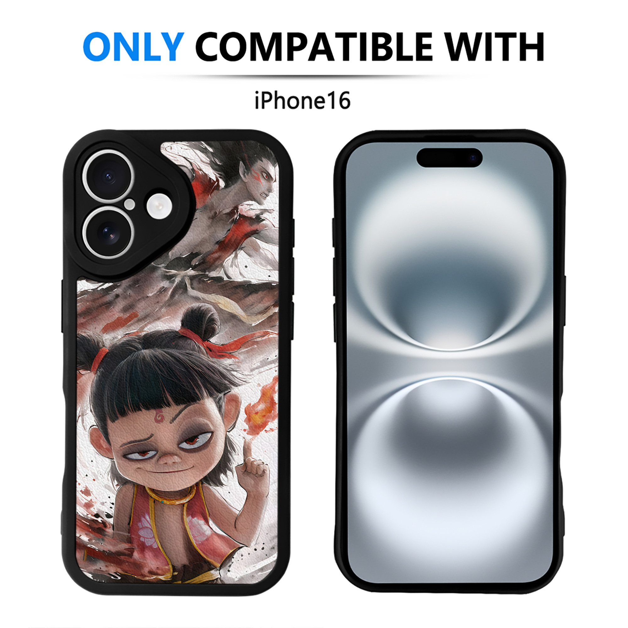 （画像用） Ne Zha 2 ナタ 魔童の大暴れ 【iPhone 16シリーズ対応】シリコンスマホケース（レザー調） 材質：シリコン